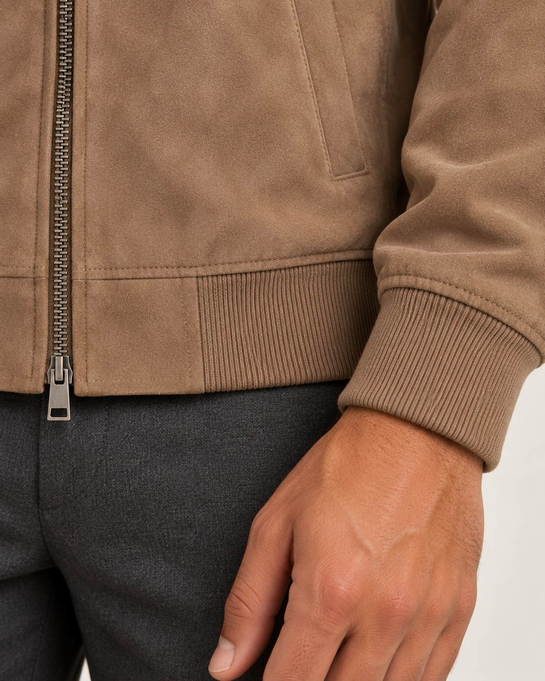 Men's Suedette Jacket - Lightweight Bomber Jacket Smart Casual