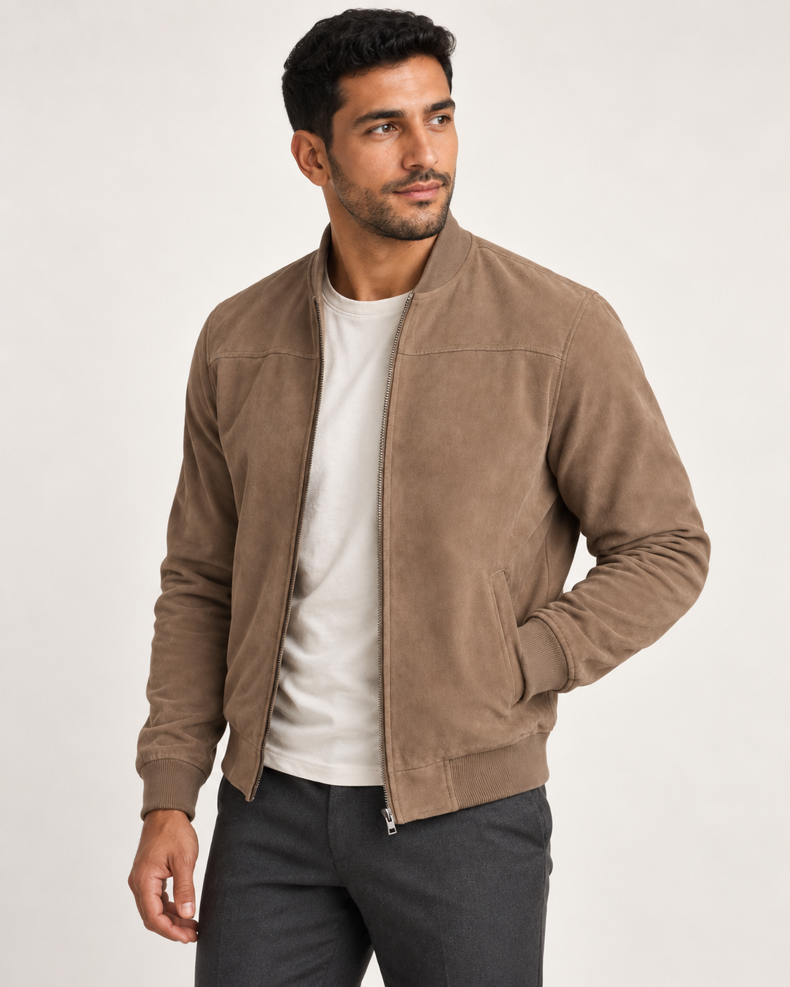 Men's Suedette Jacket - Lightweight Bomber Jacket Smart Casual