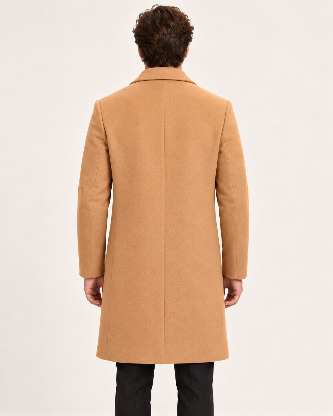 Men's Winter Coat - Beige - back model