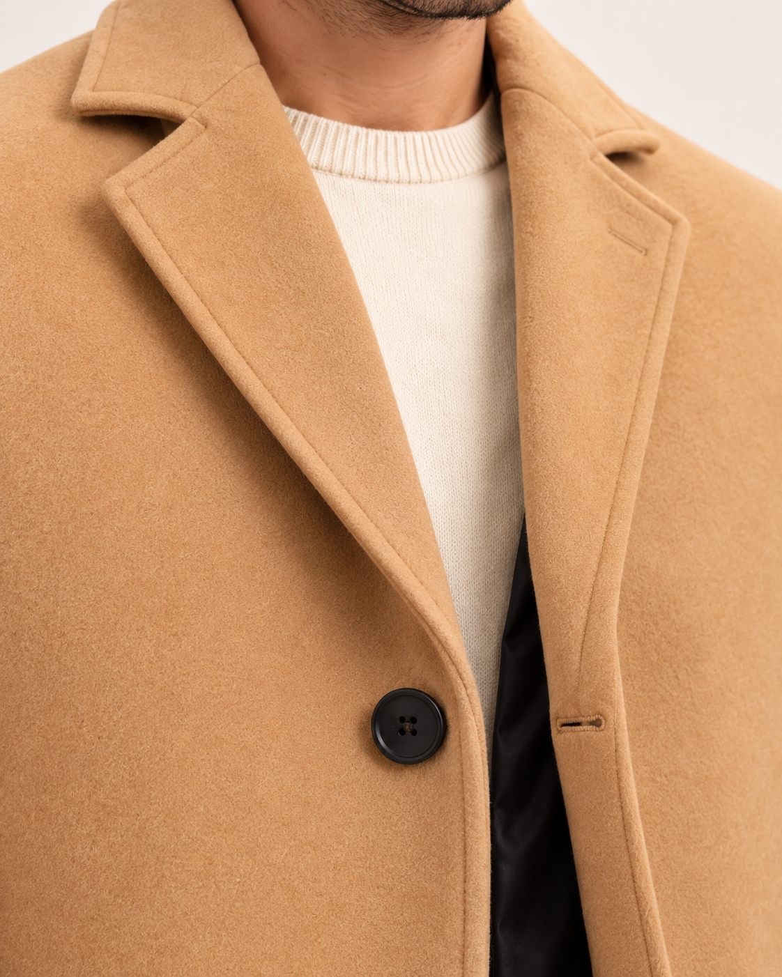 Men's Winter Coat - Beige - detail