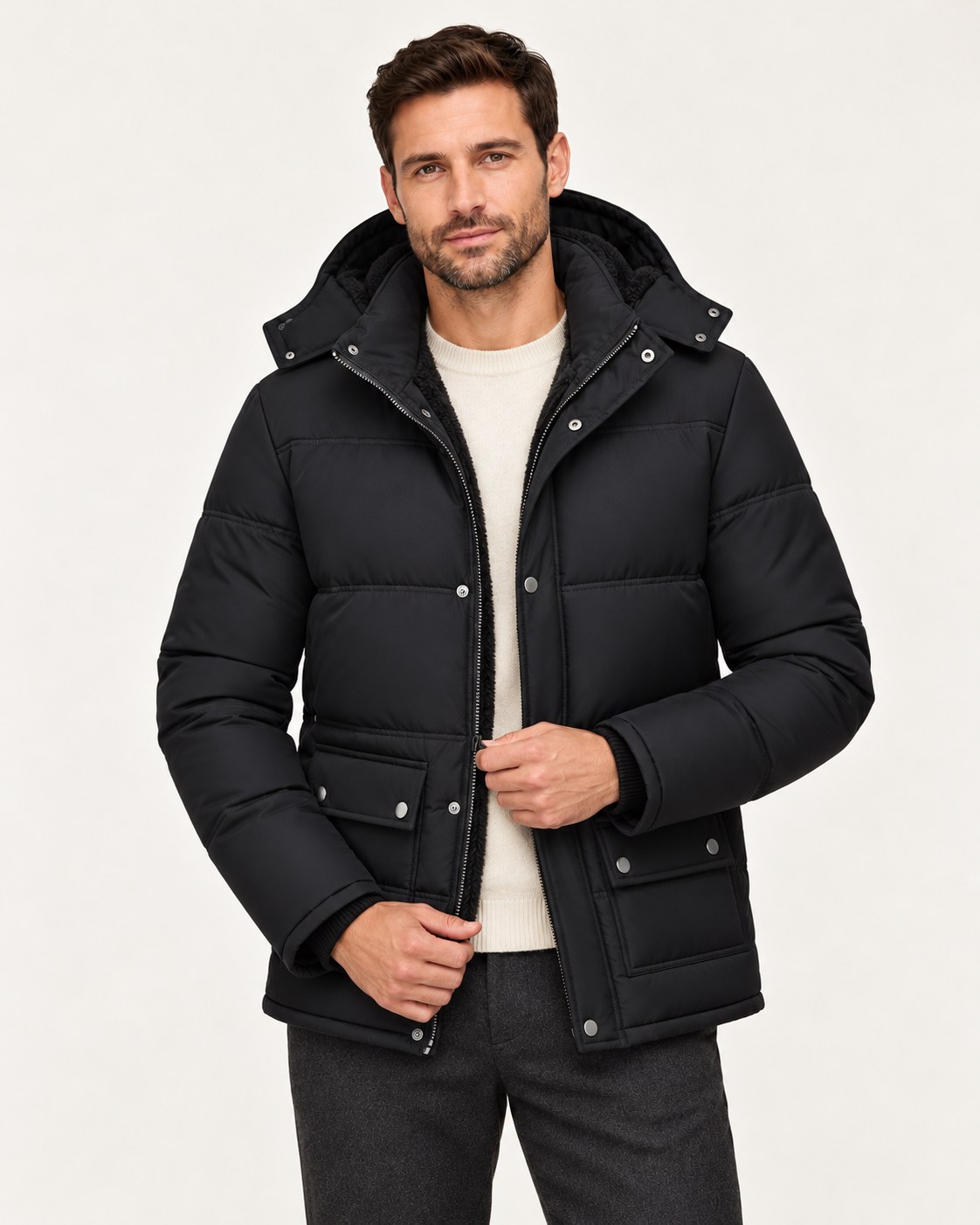 Men's Winter Jacket - Black - styling model