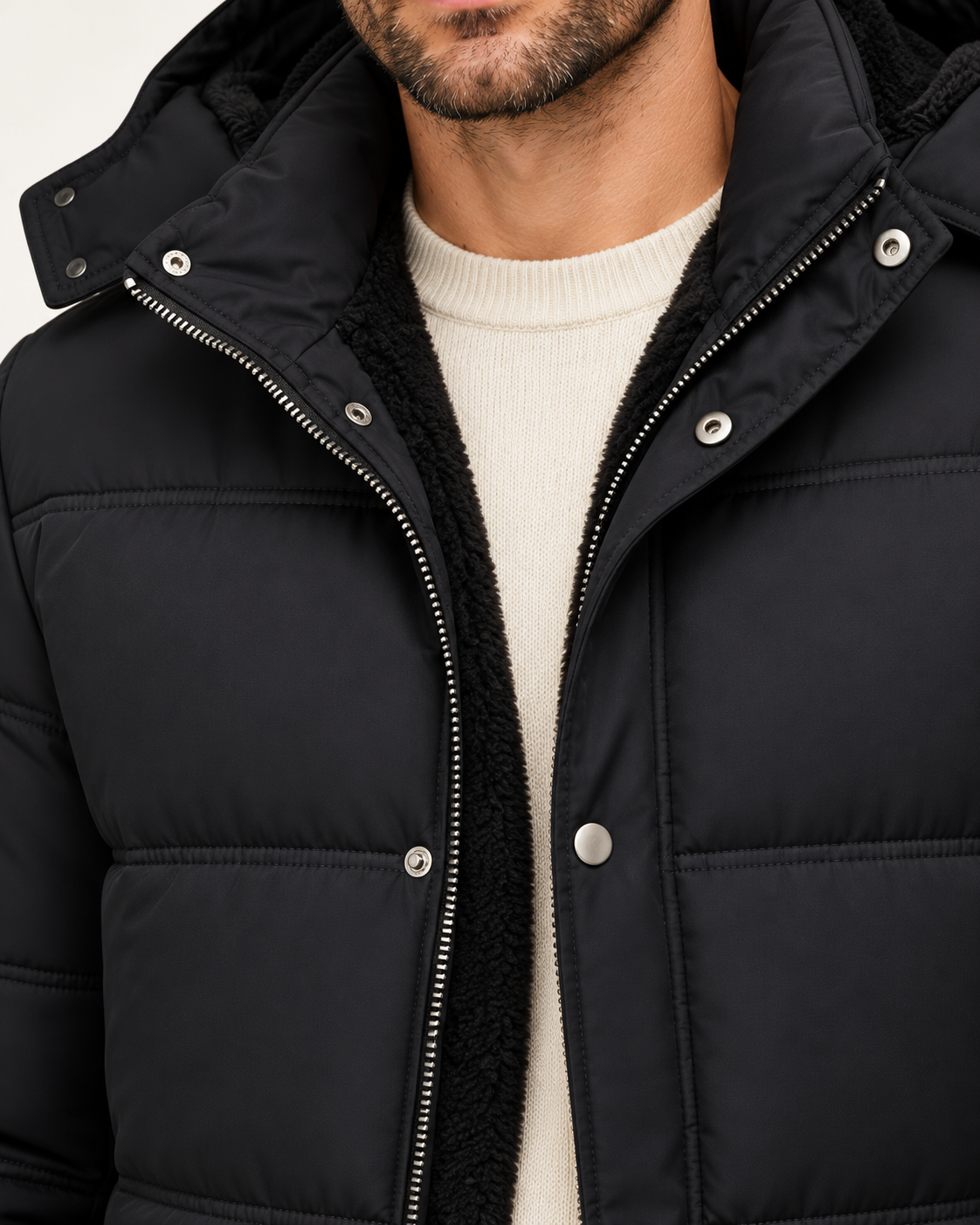Men's Winter Jacket - Black - lining detail