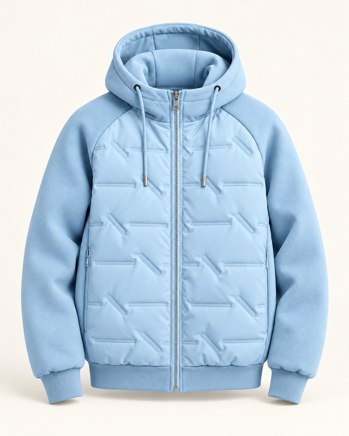 Men's quilted hooded jacket - Sky Blue - product front
