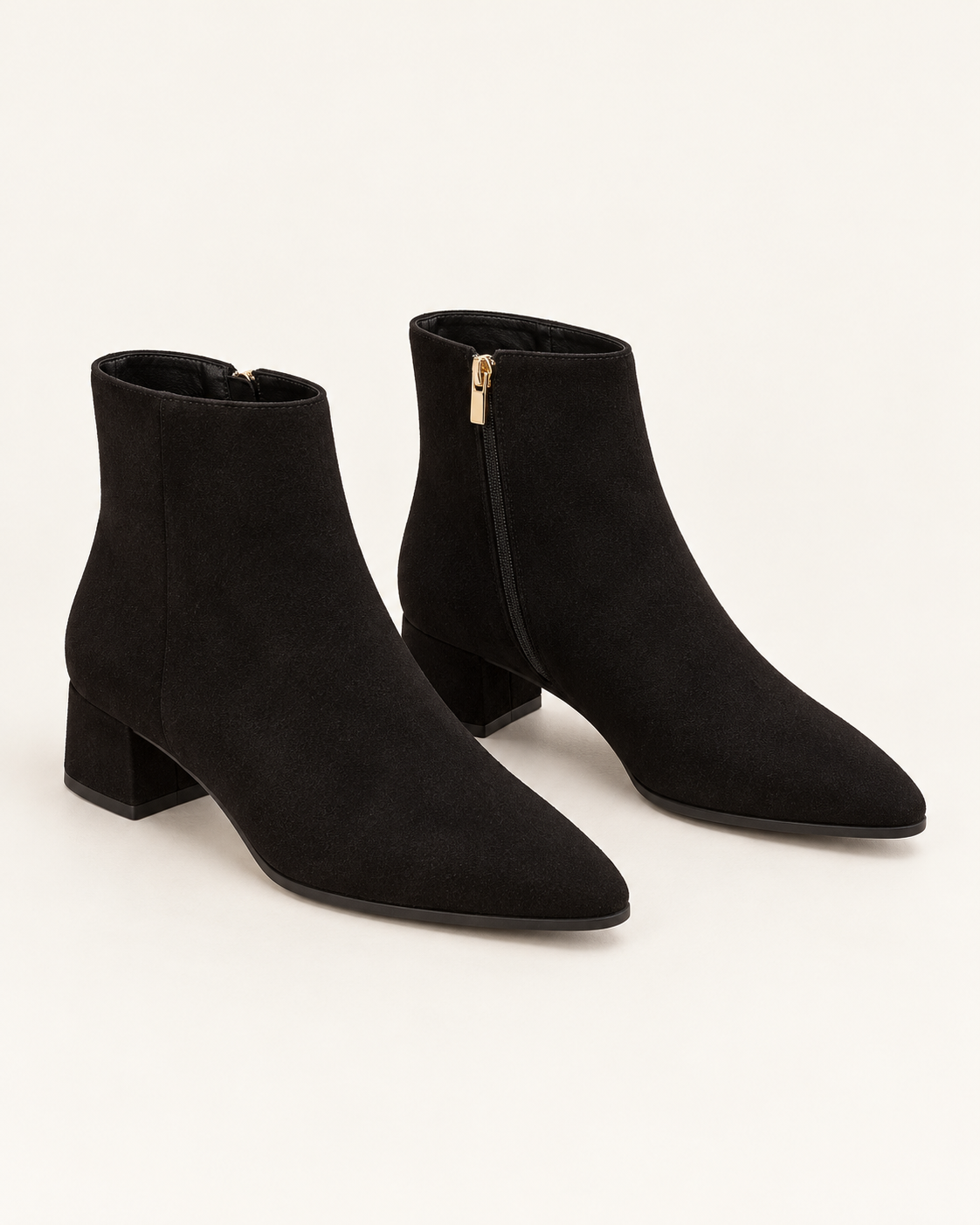 Women's black low heel ankle boots - product only