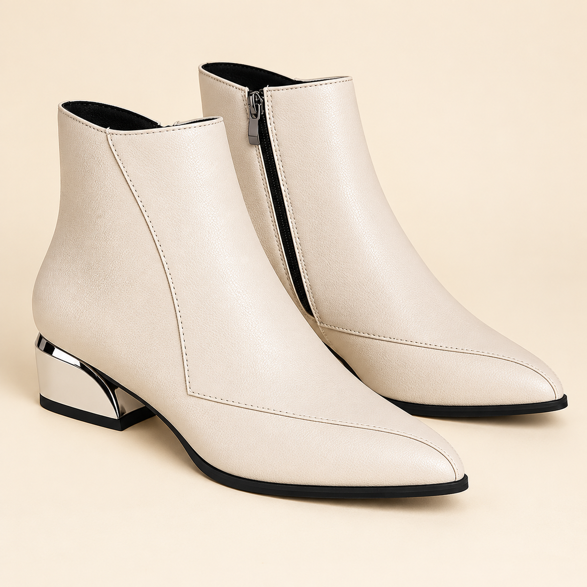 Women's ankle boots in off white, product view