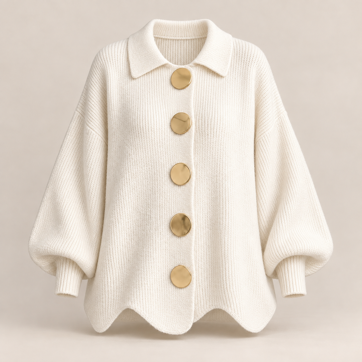 Women's collared cardigan in white, product view