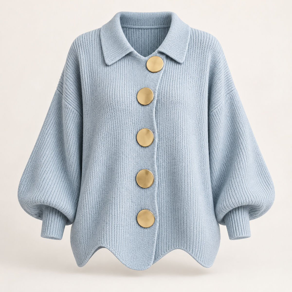 Women's collared cardigan in light blue, product view