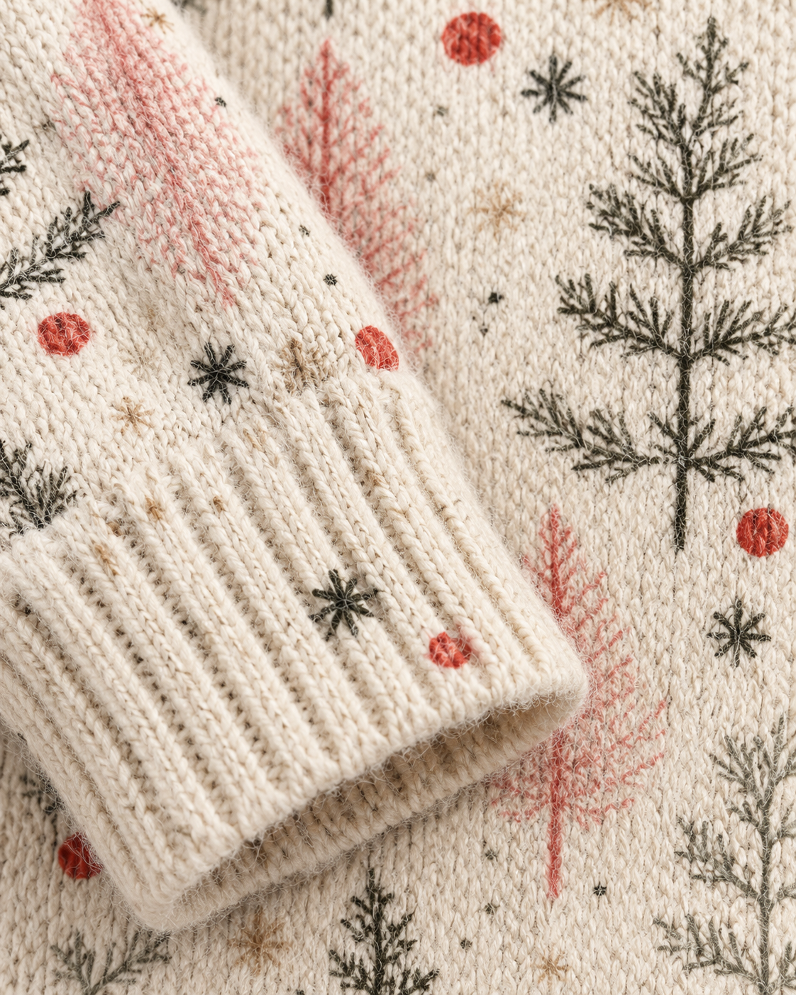 Women's Christmas tree jumper in multicolour, knit detail