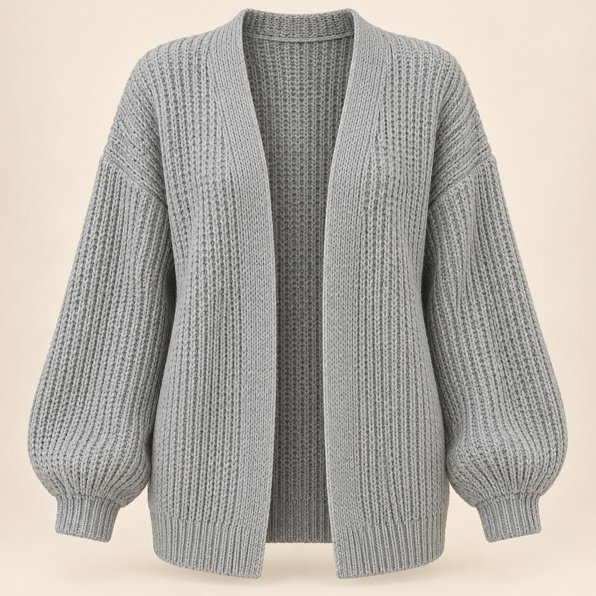 Women's chunky knit cardigan in grey, product view