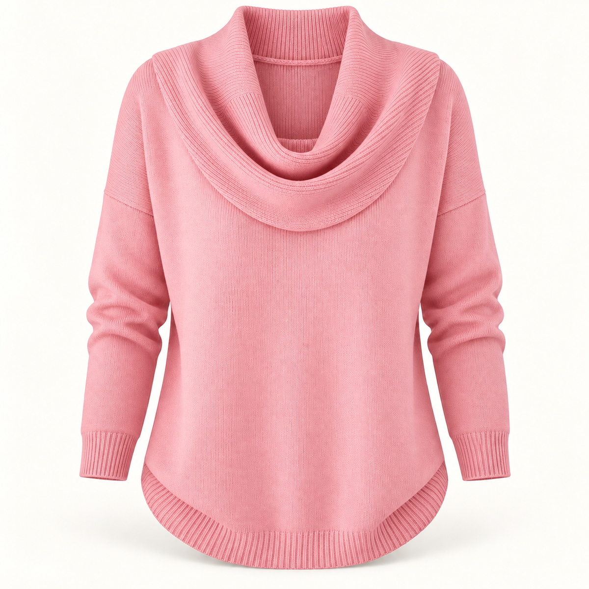 Women's cowl neck jumper in pink, product view