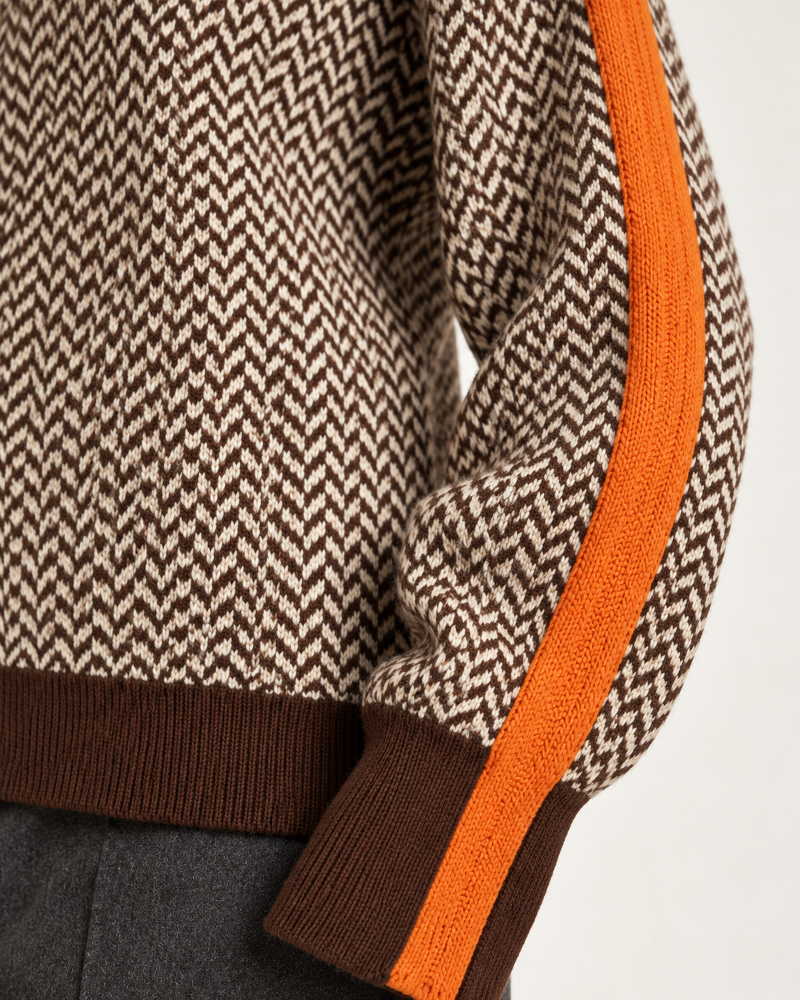 Women's high neck jumper in orange, knit detail