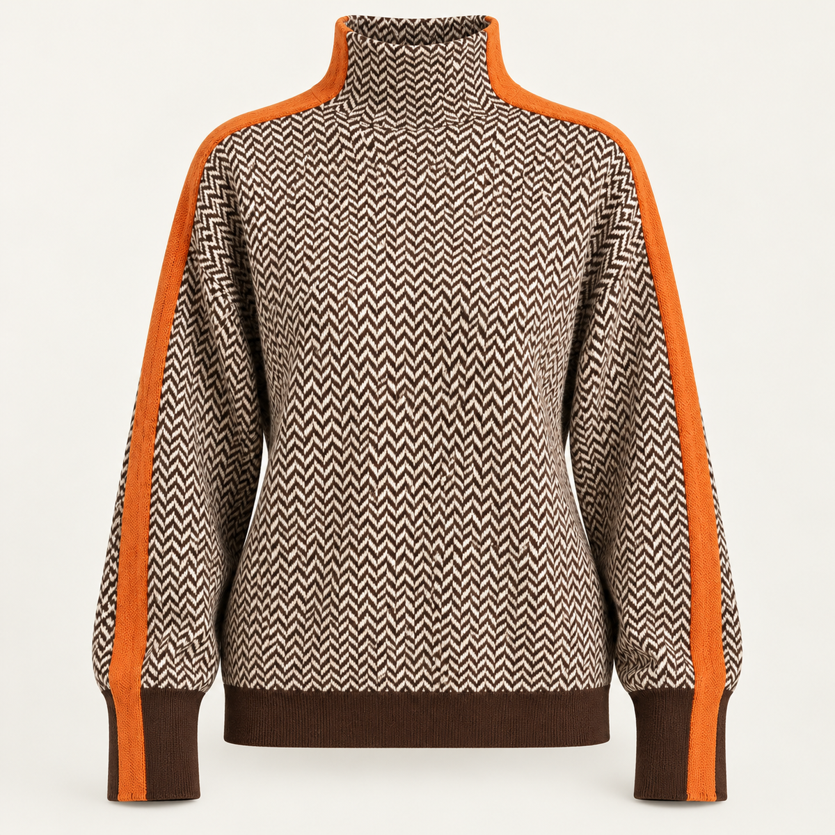 Women's high neck jumper in orange, product view