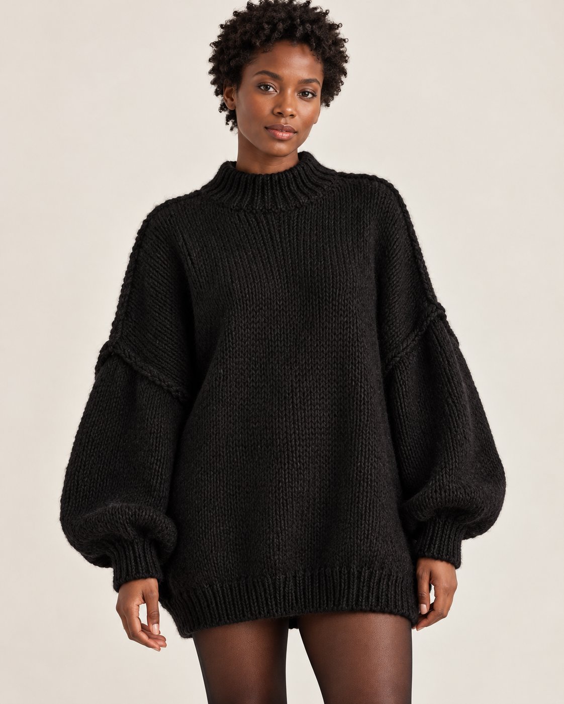 Women's jumper dress in black, front view