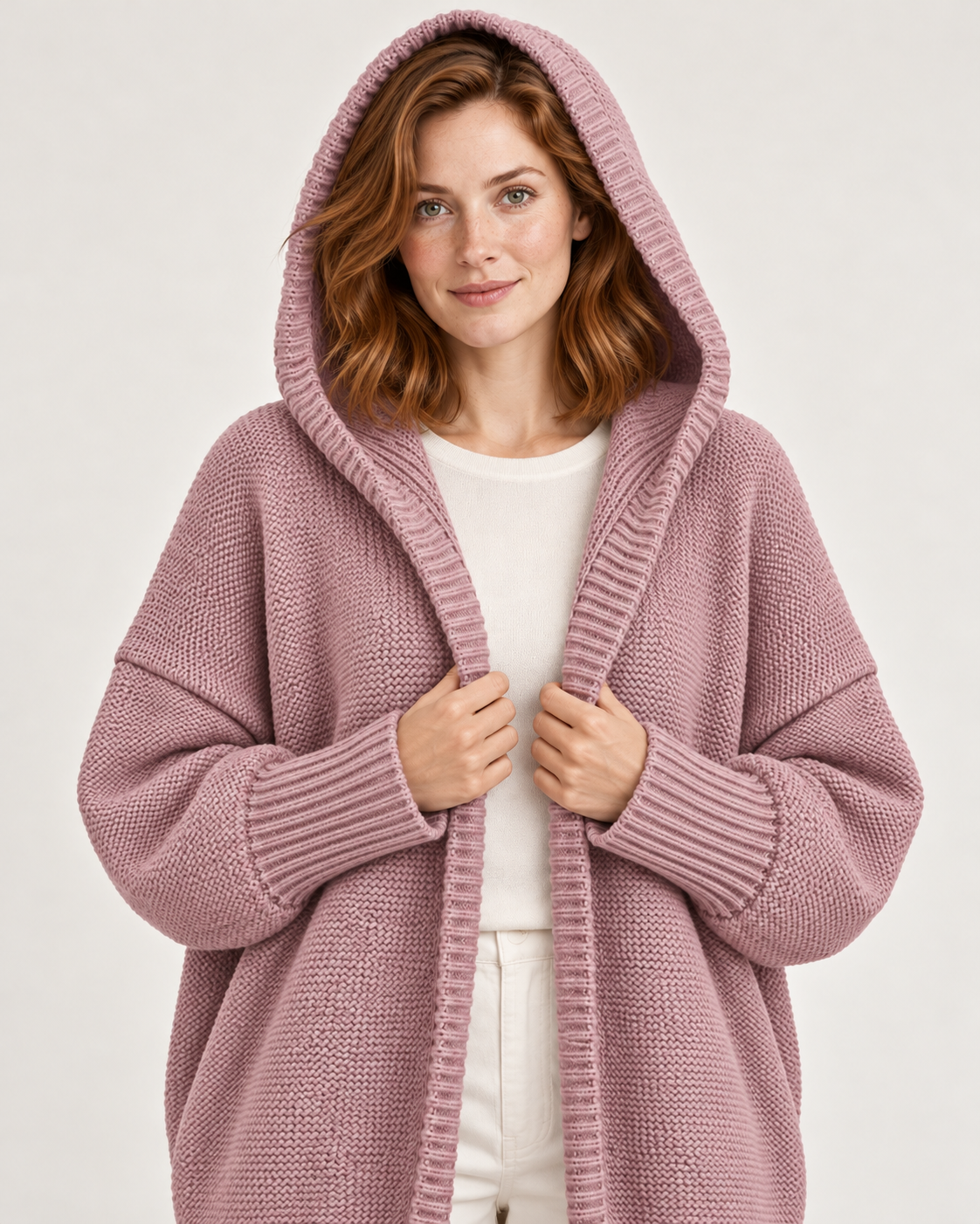 Women's Knitted Cardigan - Relaxed Fit Button Front Long Sleeve Layer