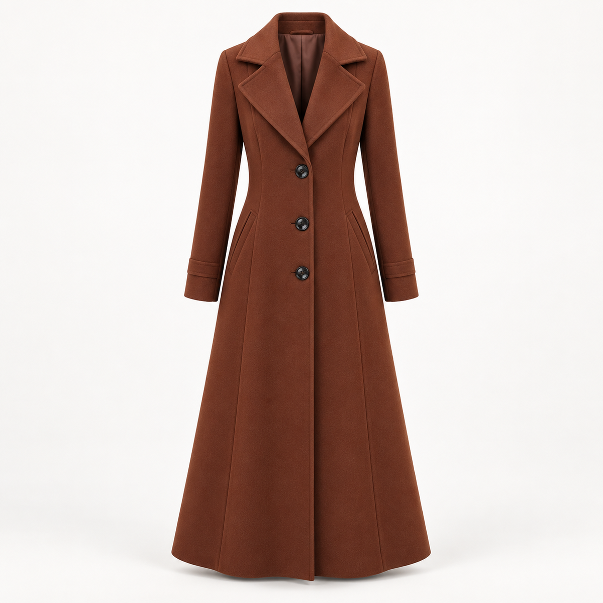 Women's Long Trench Coat - Double Breasted Belted Maxi Overcoat