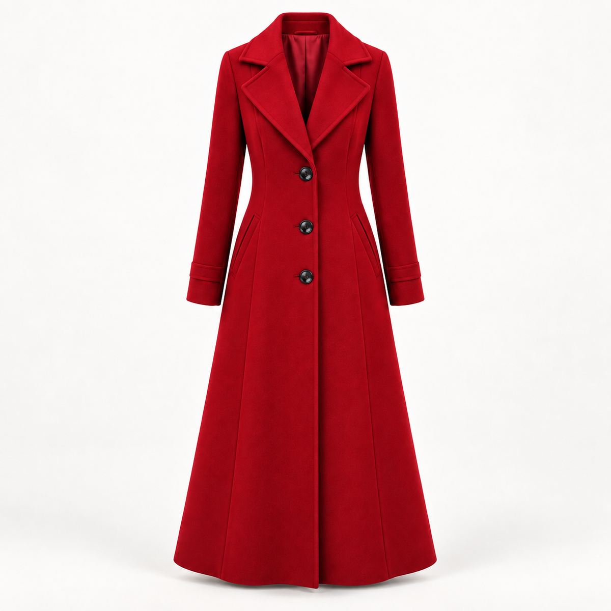 Women's Long Trench Coat - Double Breasted Belted Maxi Overcoat
