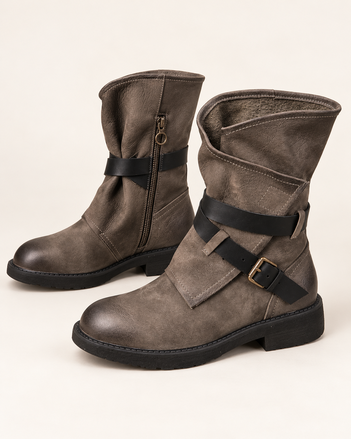women's mid calf boots in dark grey, product-only view