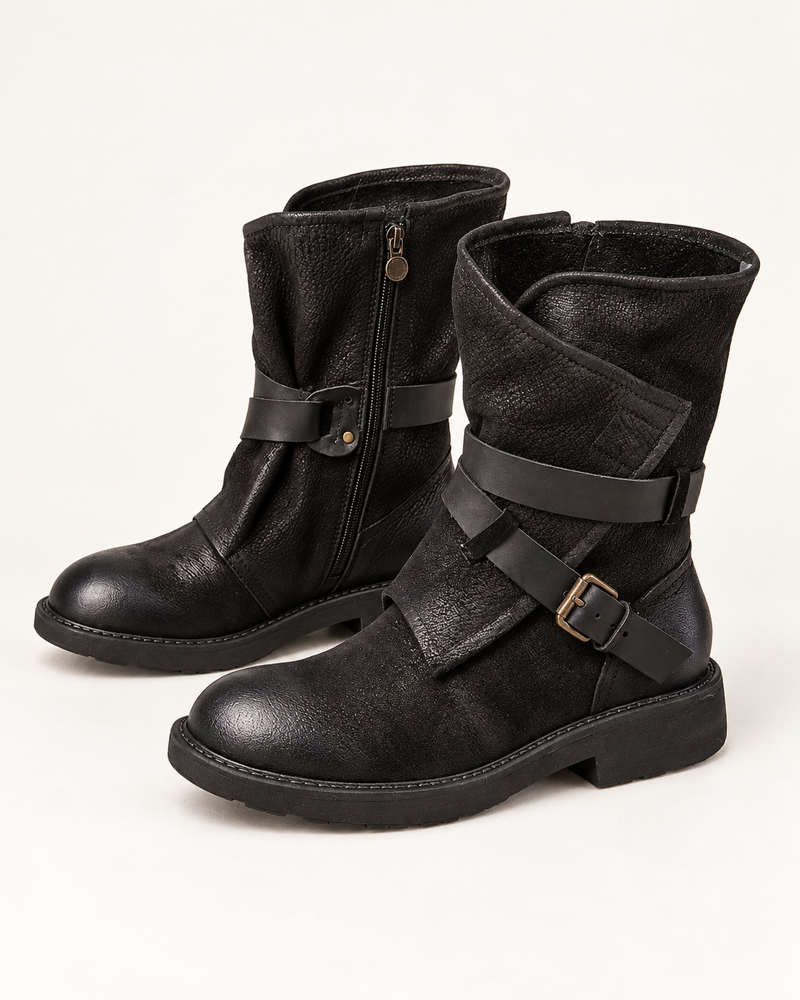 women's mid calf boots in black, product-only view
