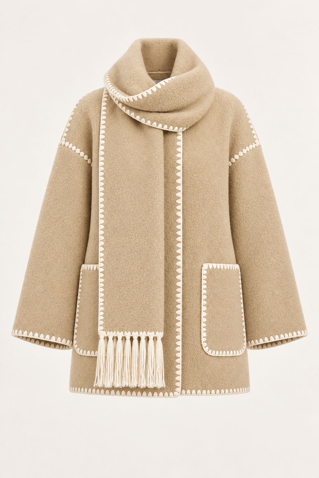 Women's oversized scarf jacket - Khaki product view