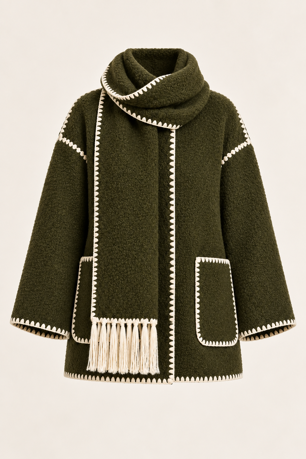 Women's oversized scarf jacket - Green product view
