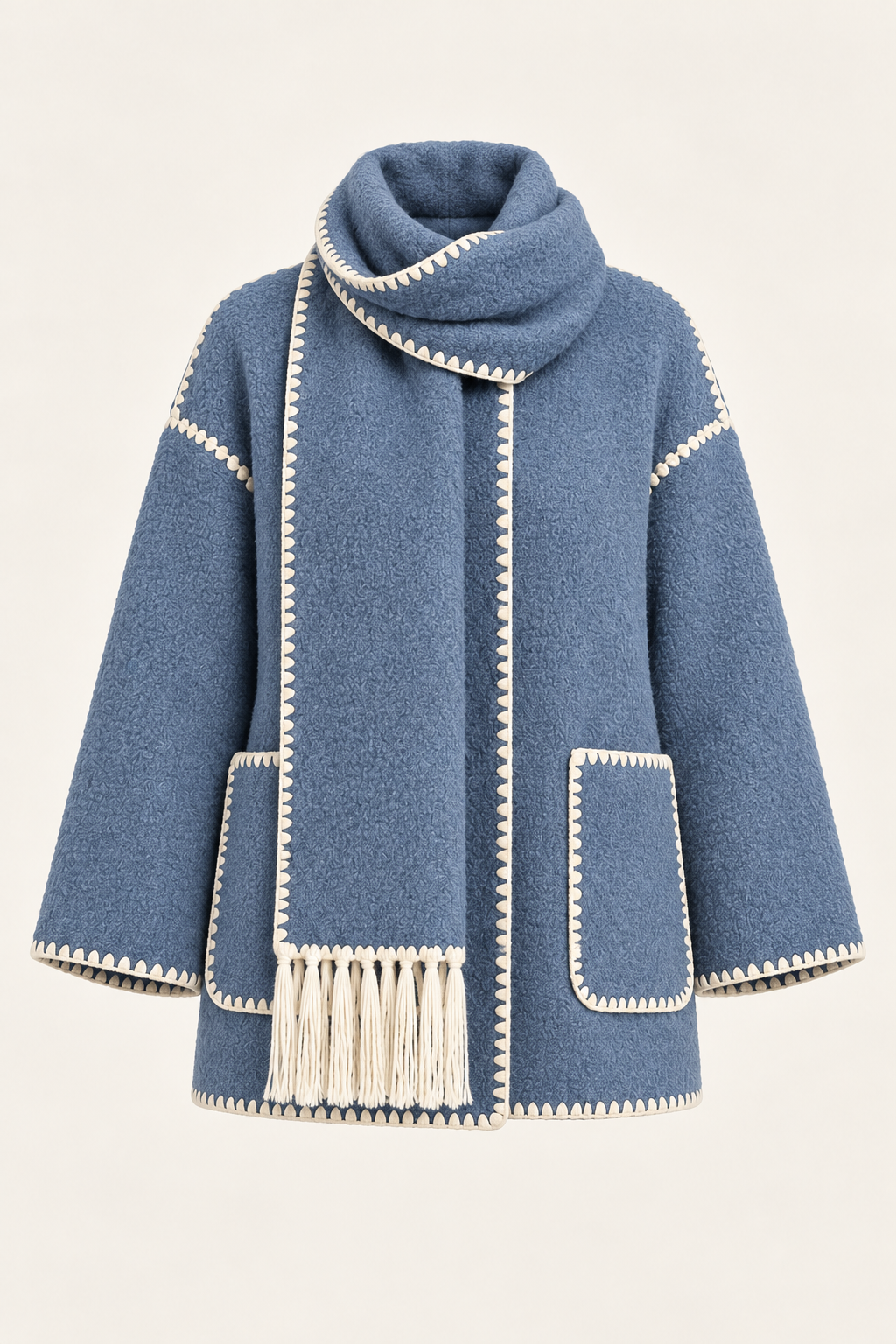 Women's oversized scarf jacket - Blue product view