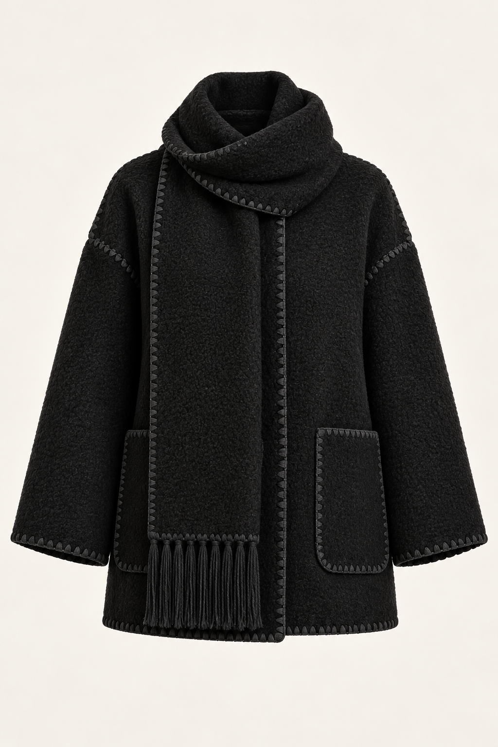 Women's oversized scarf jacket - Black product view