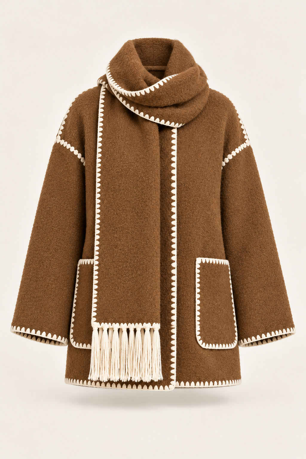 Women's oversized scarf jacket - Brown product view