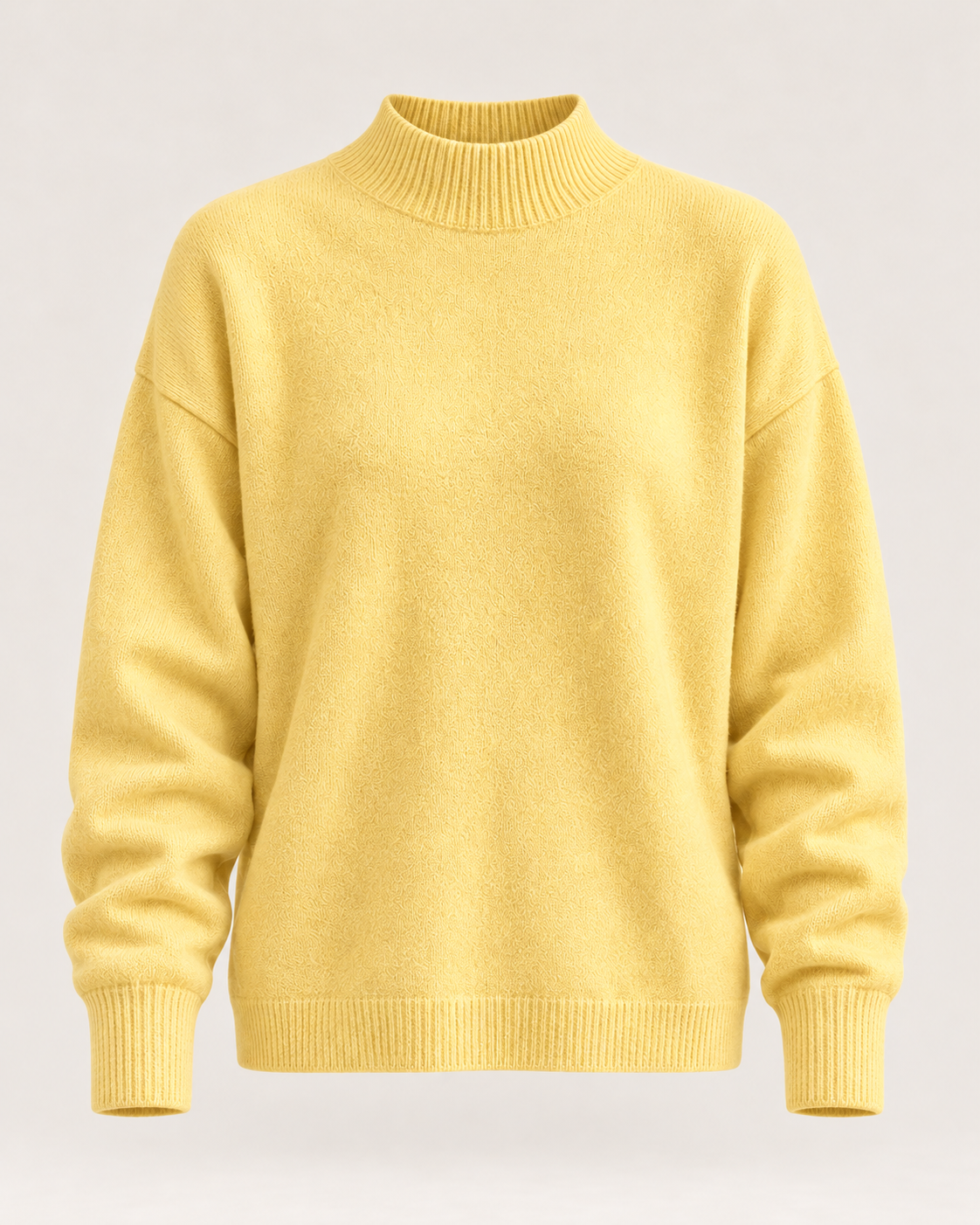 Women's polo neck jumper in yellow, product view