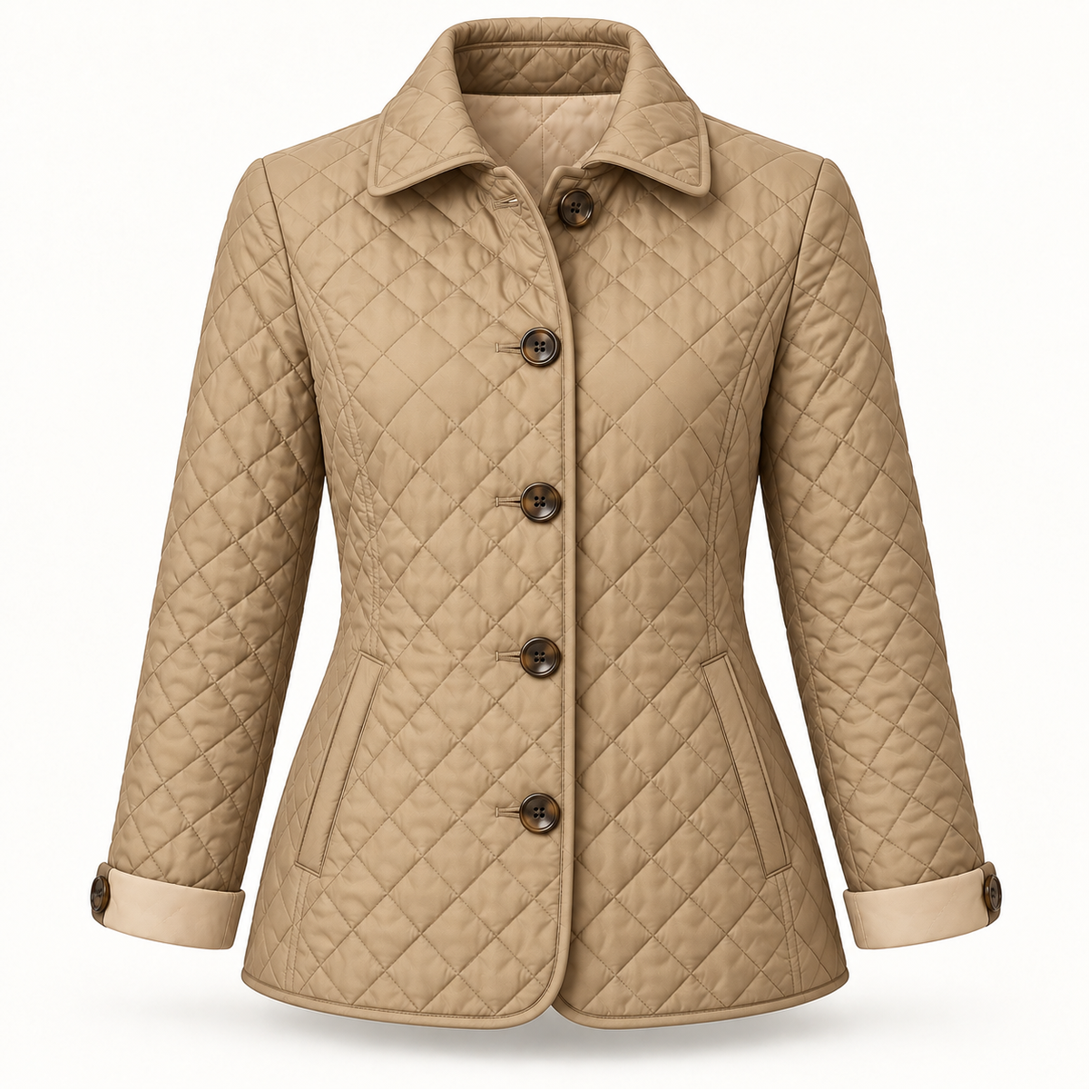 Women's Quilted Jacket - Diamond Stitch Button Front Lightweight