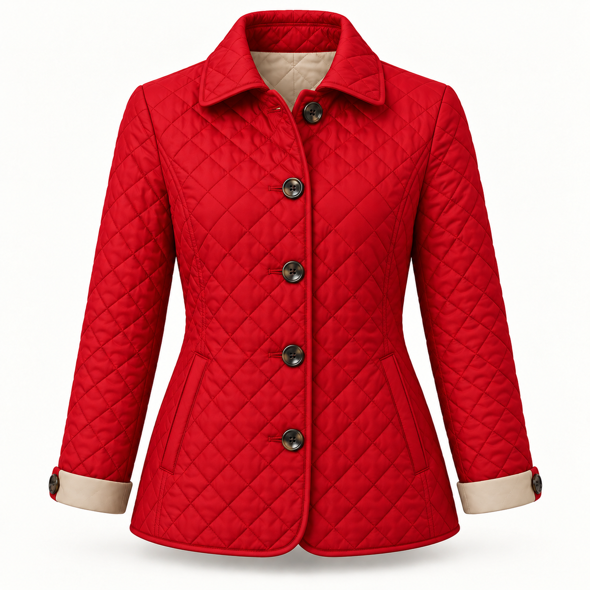Women's Quilted Jacket - Diamond Stitch Button Front Lightweight
