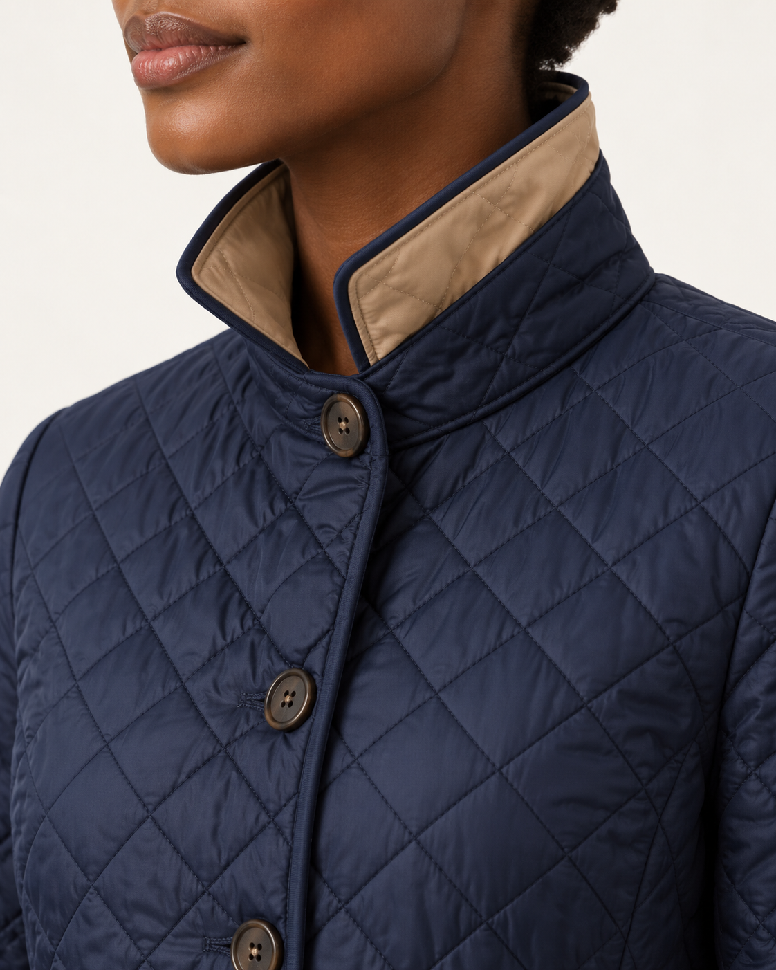 Women's Quilted Jacket - Diamond Stitch Button Front Lightweight