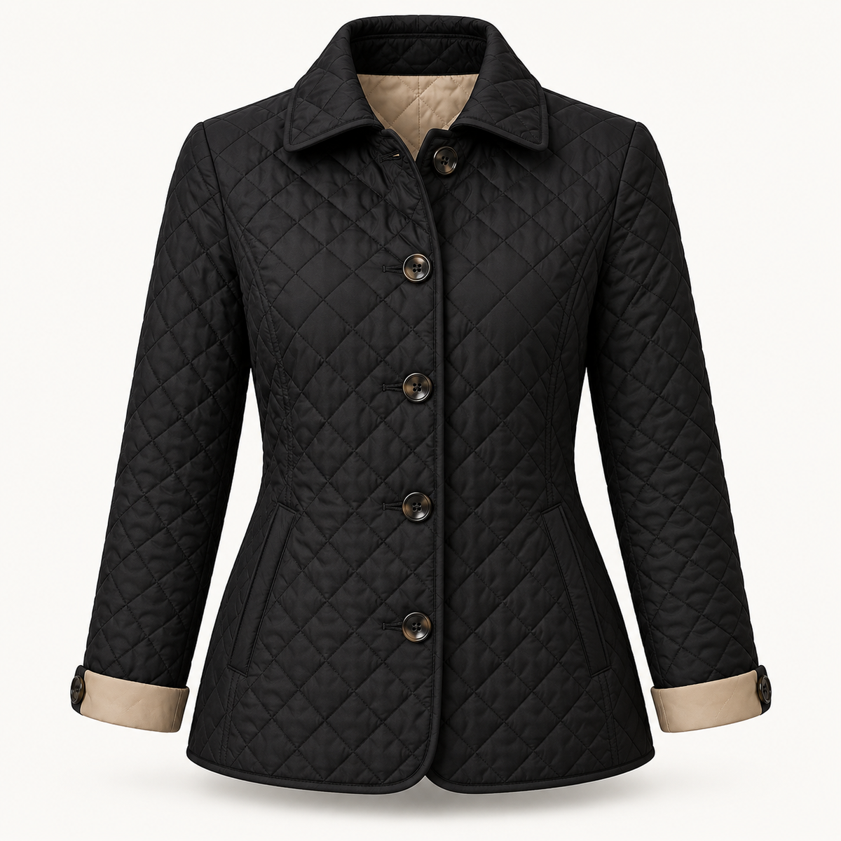 Women's Quilted Jacket - Diamond Stitch Button Front Lightweight
