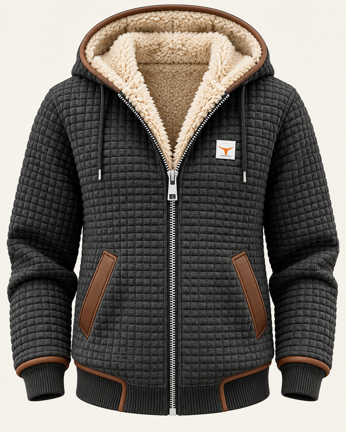 Women's Quilted Sherpa Jacket - Charcoal - product-only front