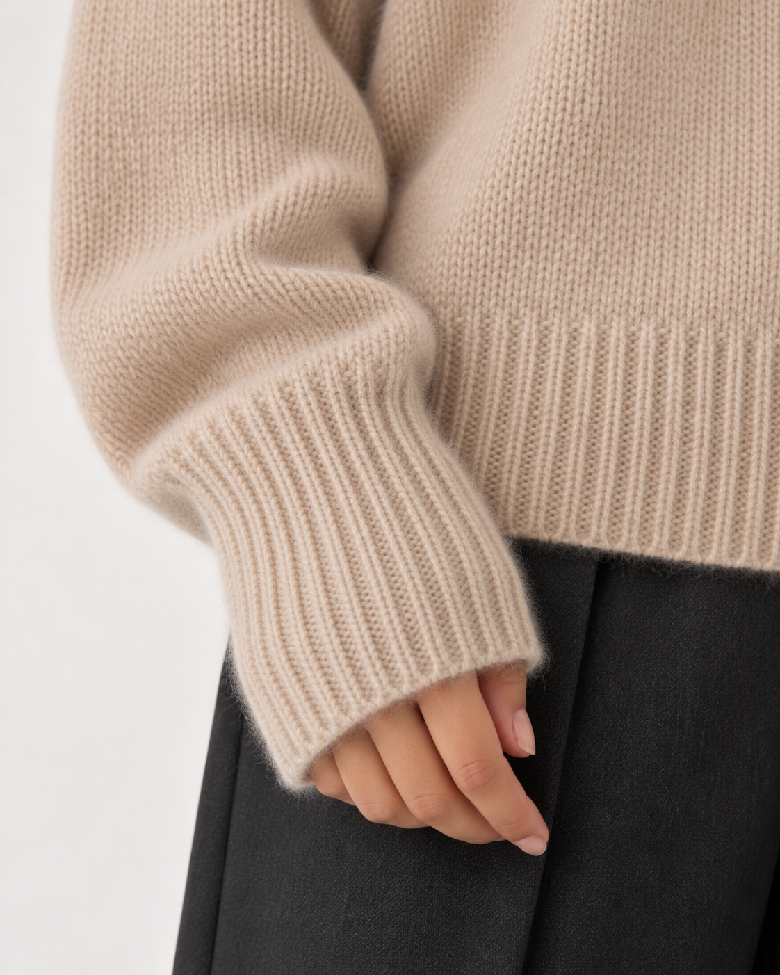 Women's Roll Neck Jumper - Relaxed Fit Ribbed Trim Soft Knit