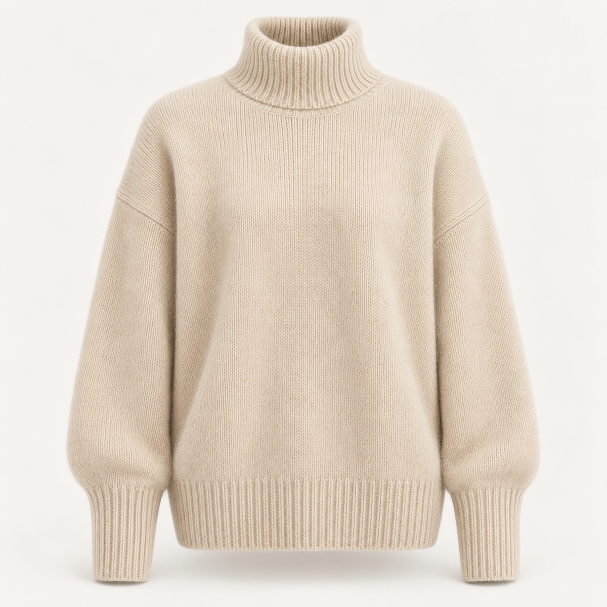 Women's Roll Neck Jumper - Relaxed Fit Ribbed Trim Soft Knit