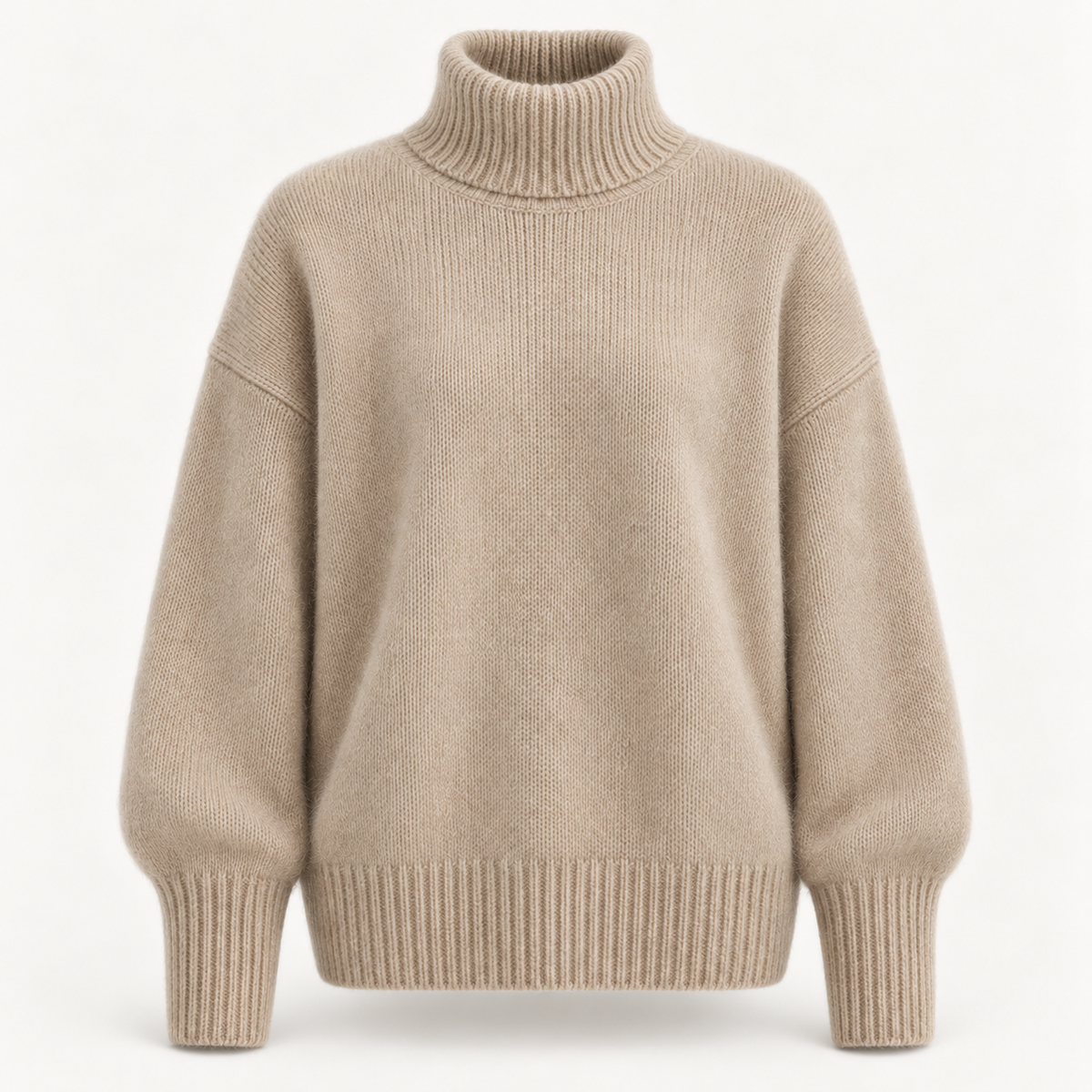 Women's Roll Neck Jumper - Relaxed Fit Ribbed Trim Soft Knit