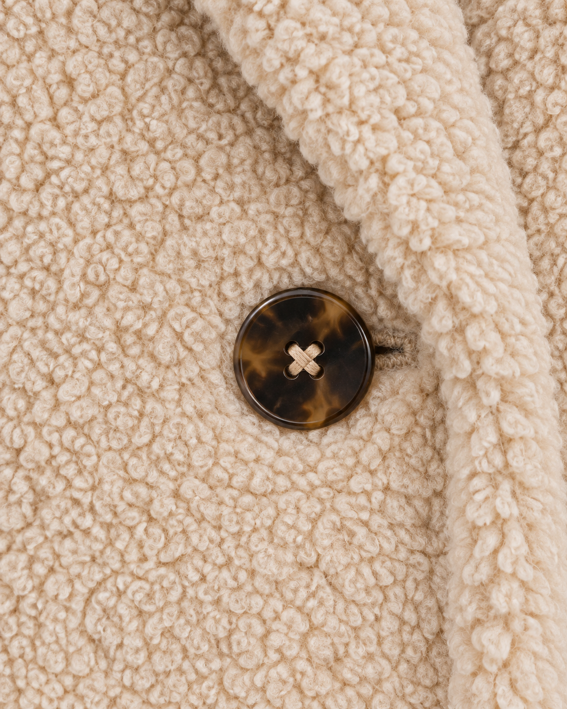 Women's teddy coat in beige, detail view