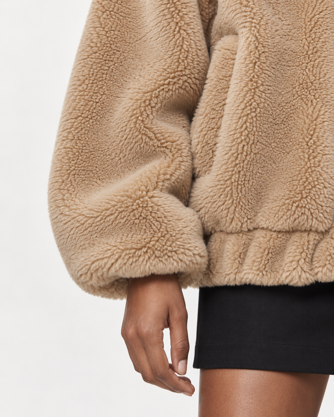 Women's Teddy Jacket - Oversized Fleece Button Front High Collar