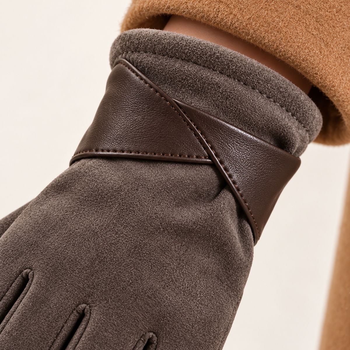 Dark Brown gloves — cuff detail