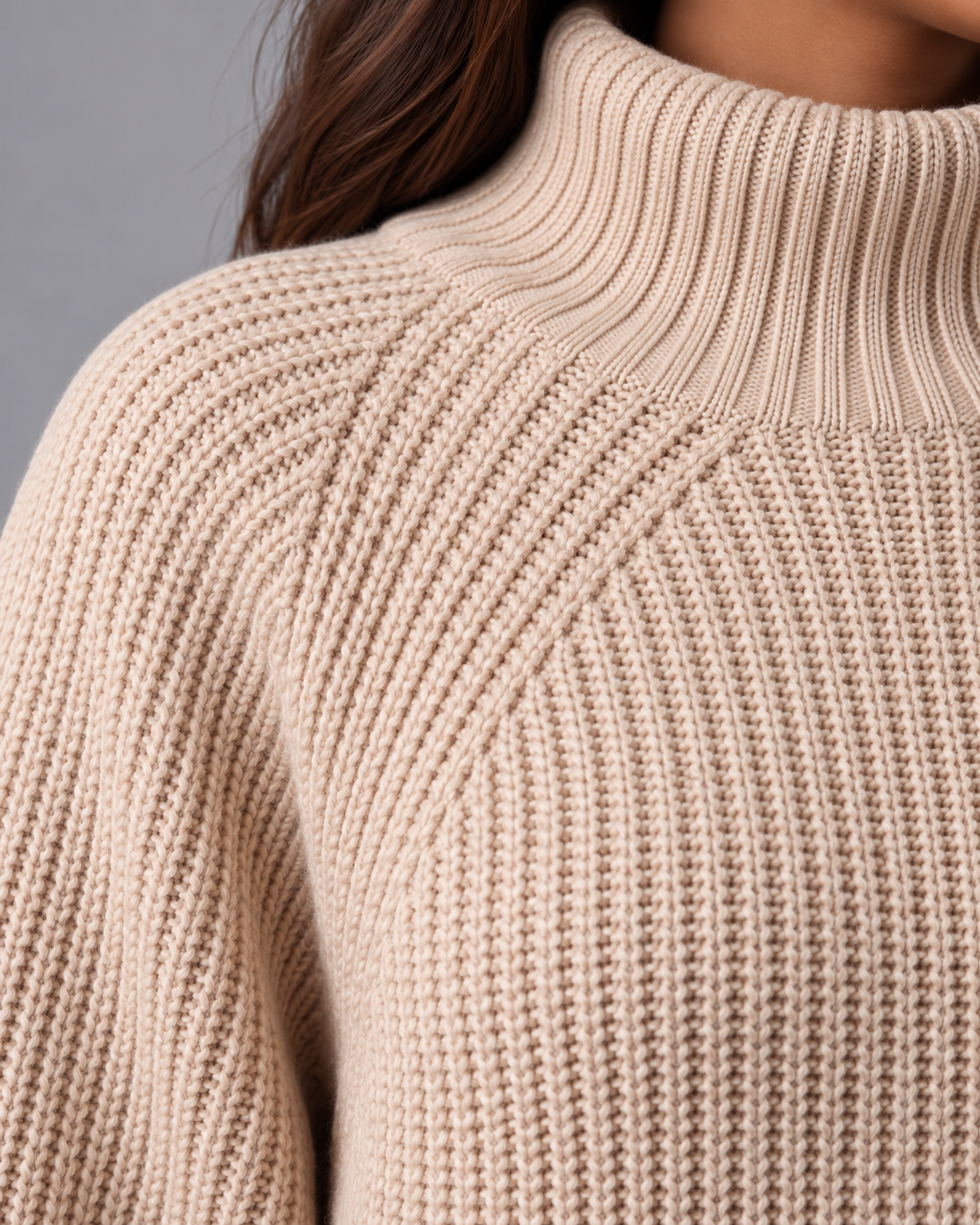 Women's Turtleneck Dress - Chunky Rib Knit Mini Jumper Dress