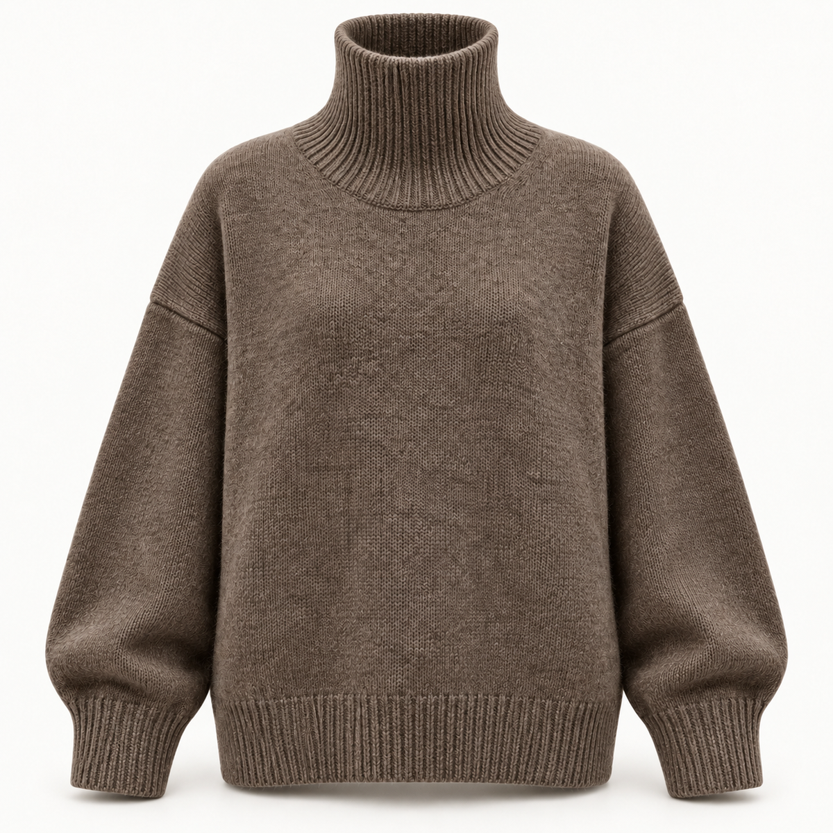 Women's Turtleneck Jumper - Oversized Fine Knit Winter Roll Neck