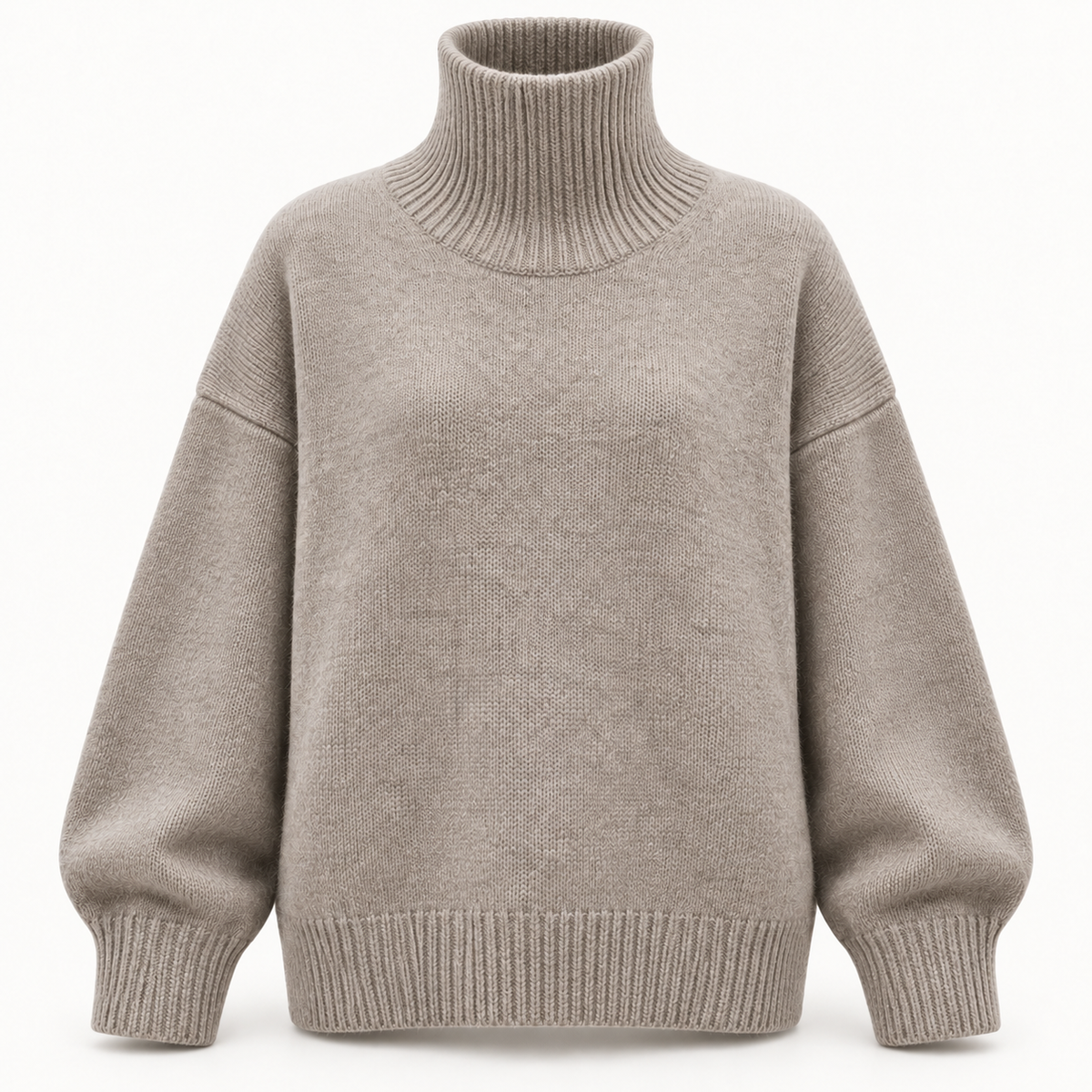 Women's Turtleneck Jumper - Oversized Fine Knit Winter Roll Neck