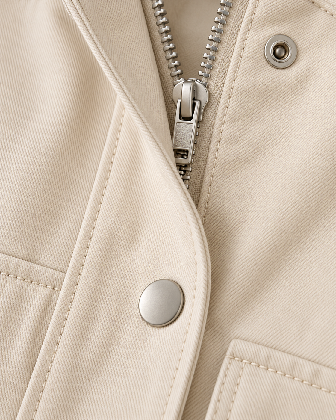 Women's Utility Jacket - Drawstring Waist Lightweight Flap Pockets
