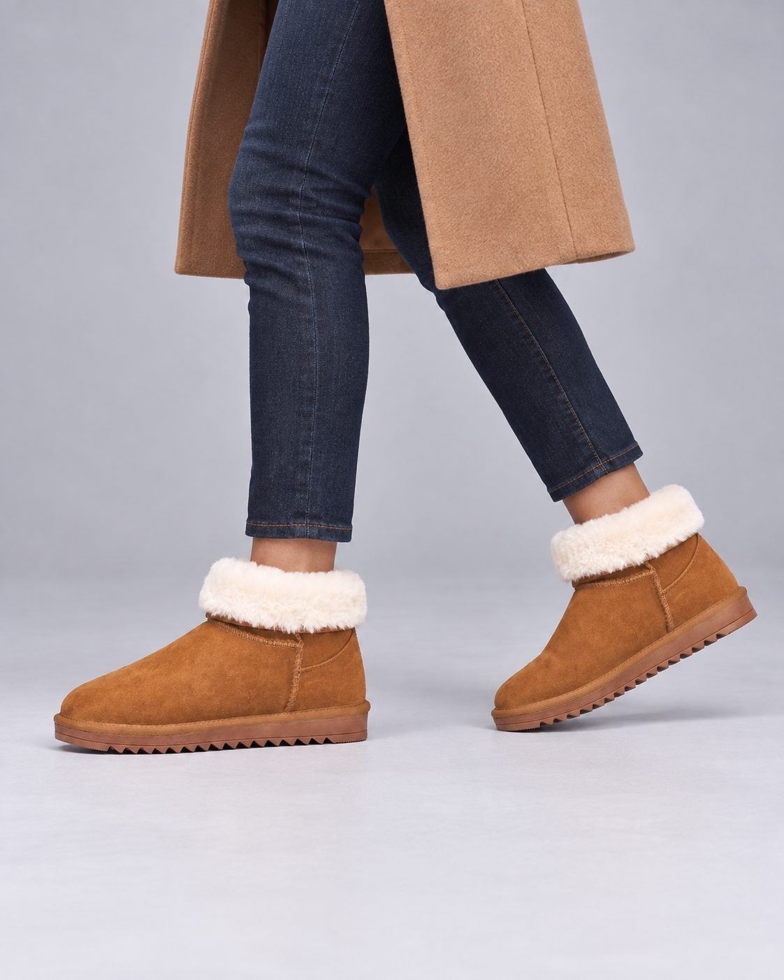 Women's Winter Boots - Faux Fur Lined Pull On Ankle Boots