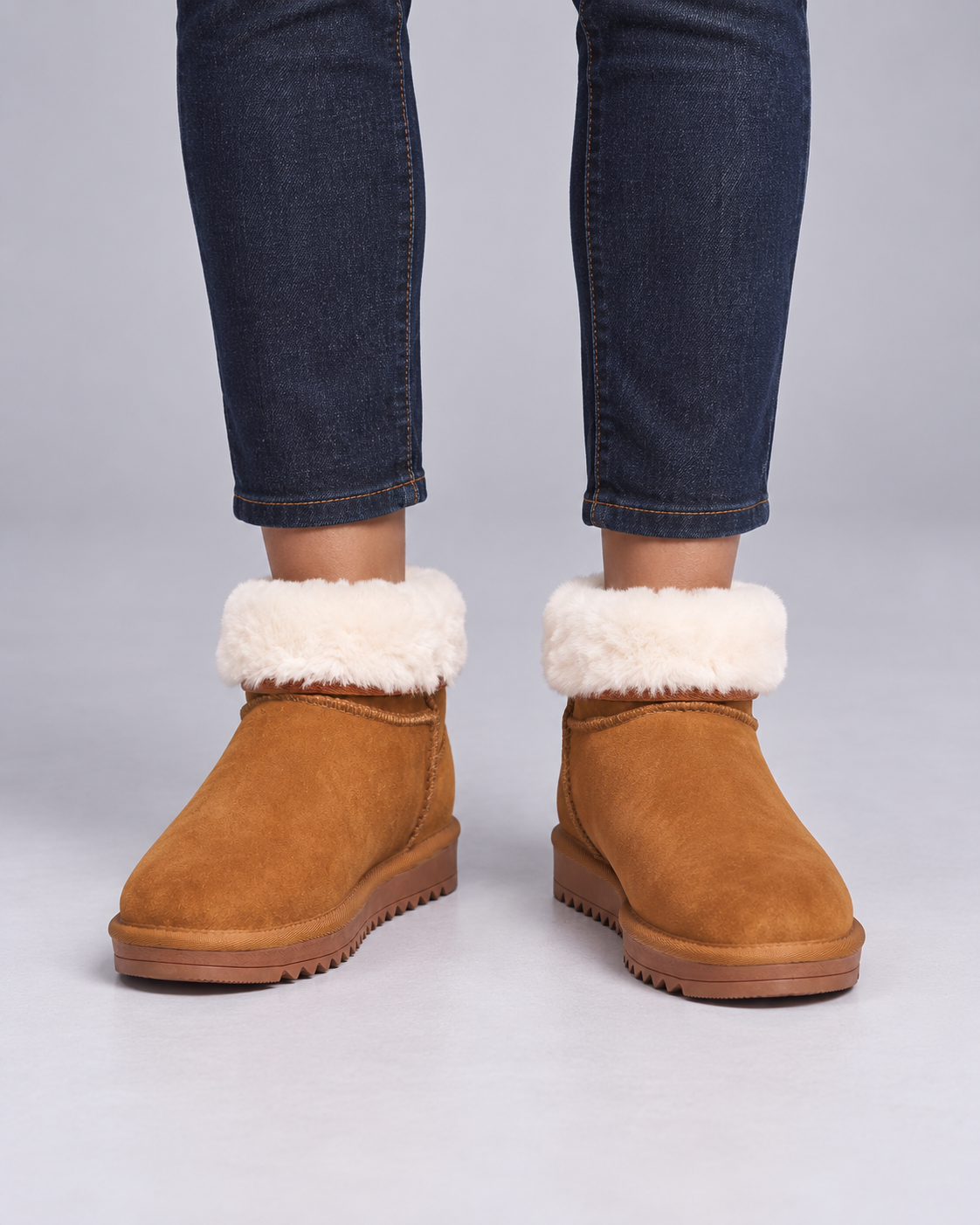 Women's Winter Boots - Faux Fur Lined Pull On Ankle Boots