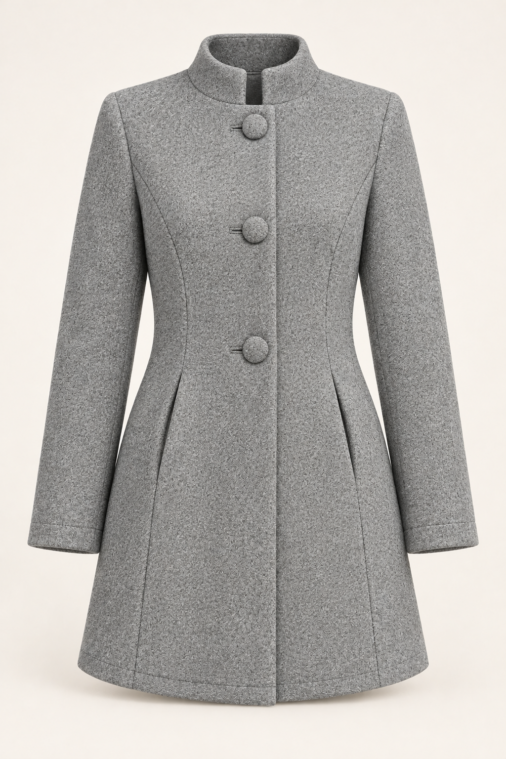 Women's high-neck button coat - Grey product view