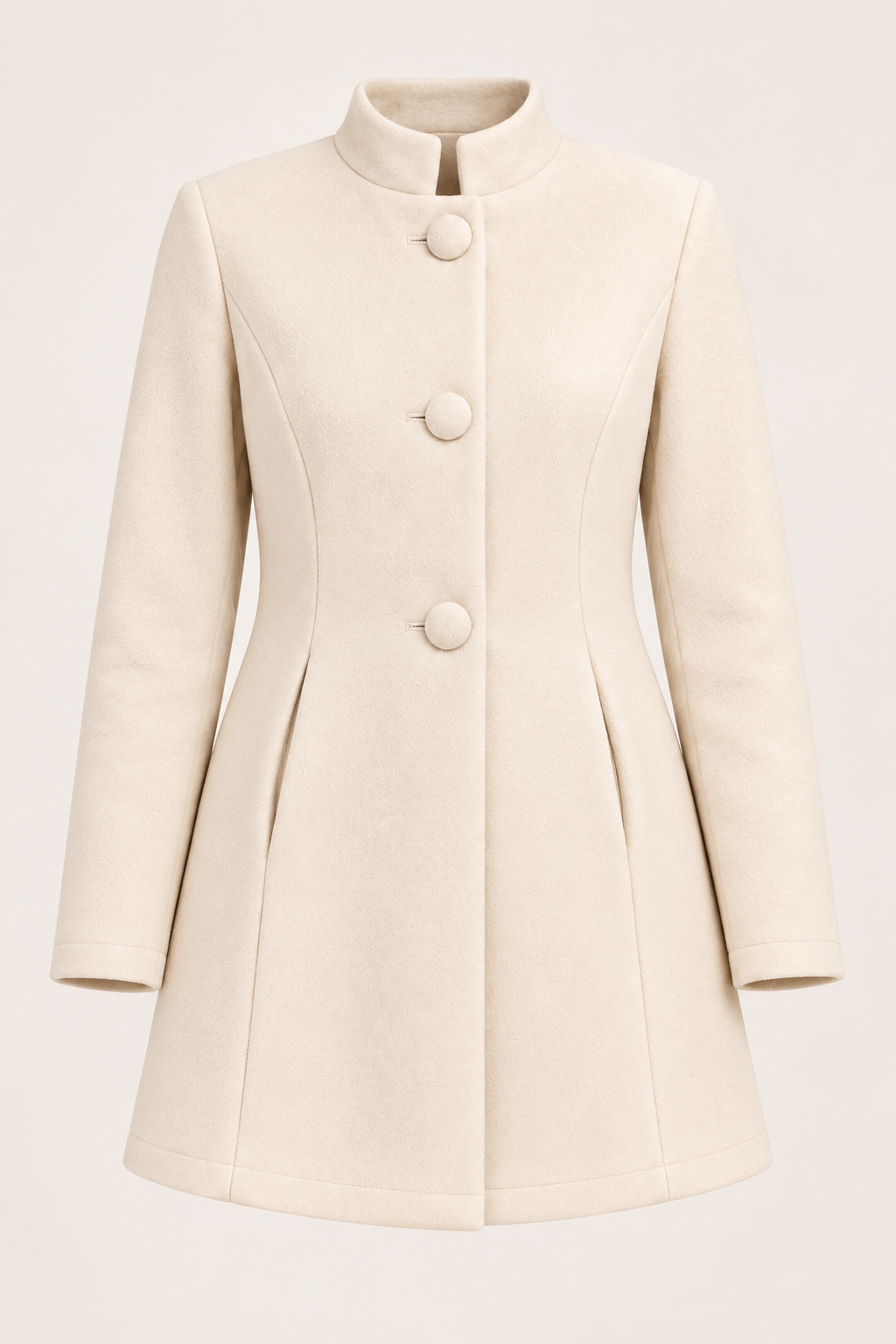 Women's high-neck button coat - Cream product view