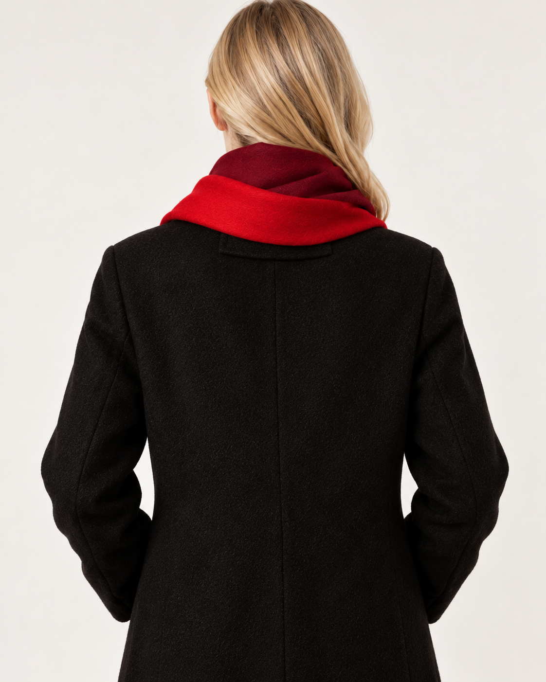 Women's Red Ombre scarf - back on model