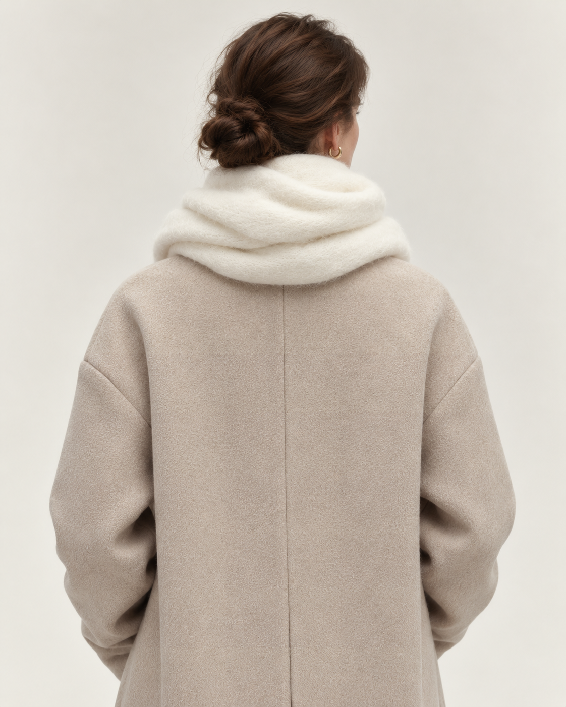 Women's white oversized scarf - back on model