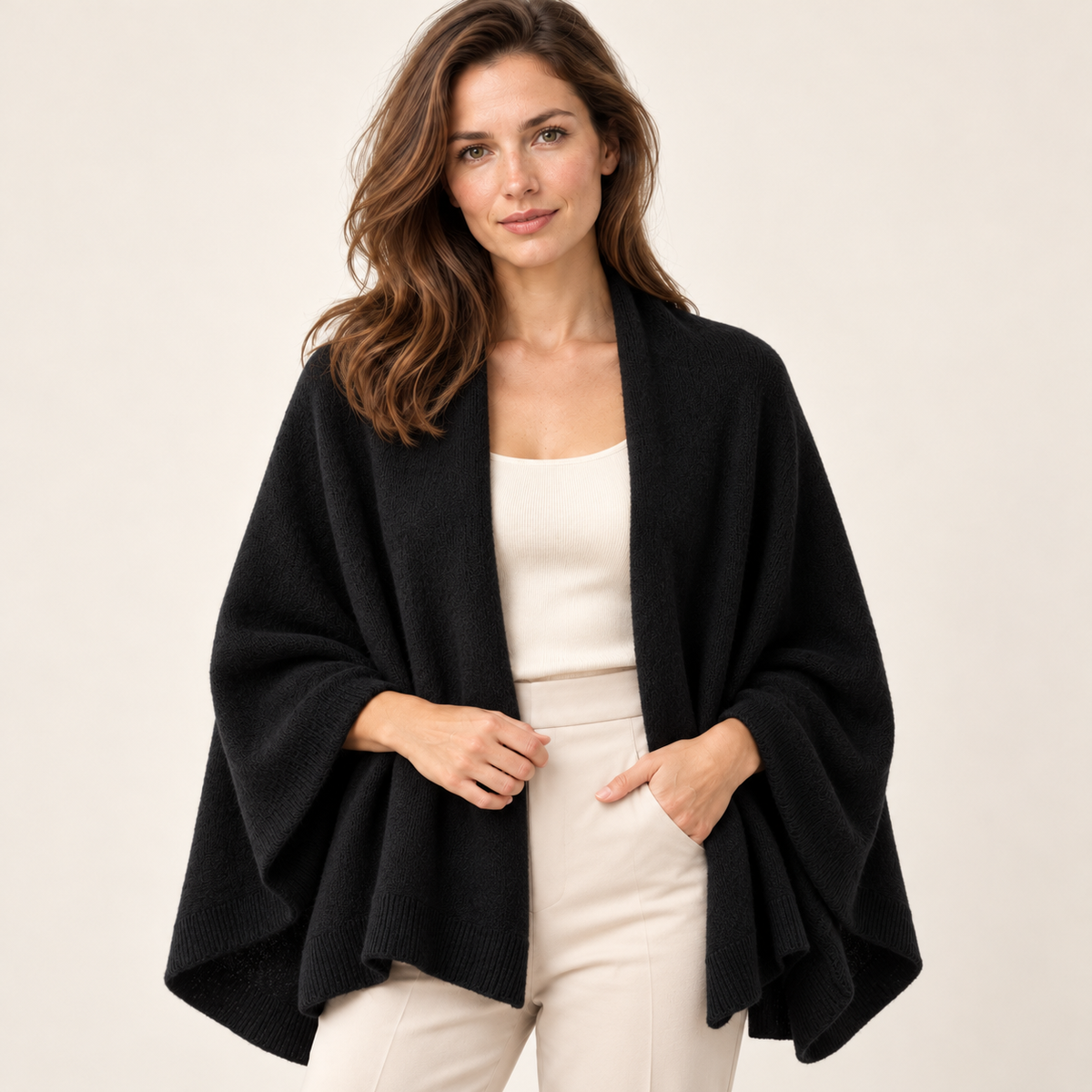 Black scarf — front on model